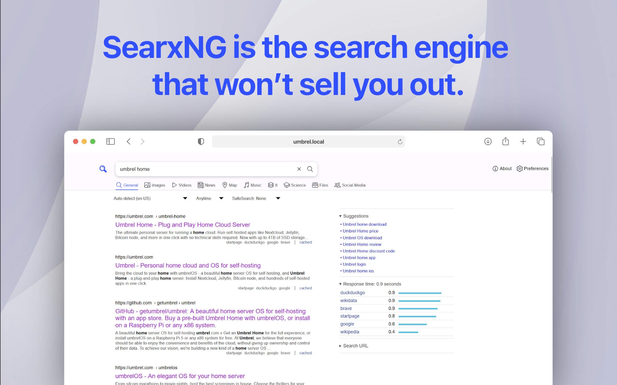 Screenshot 2 of SearXNG app on Umbrel App Store