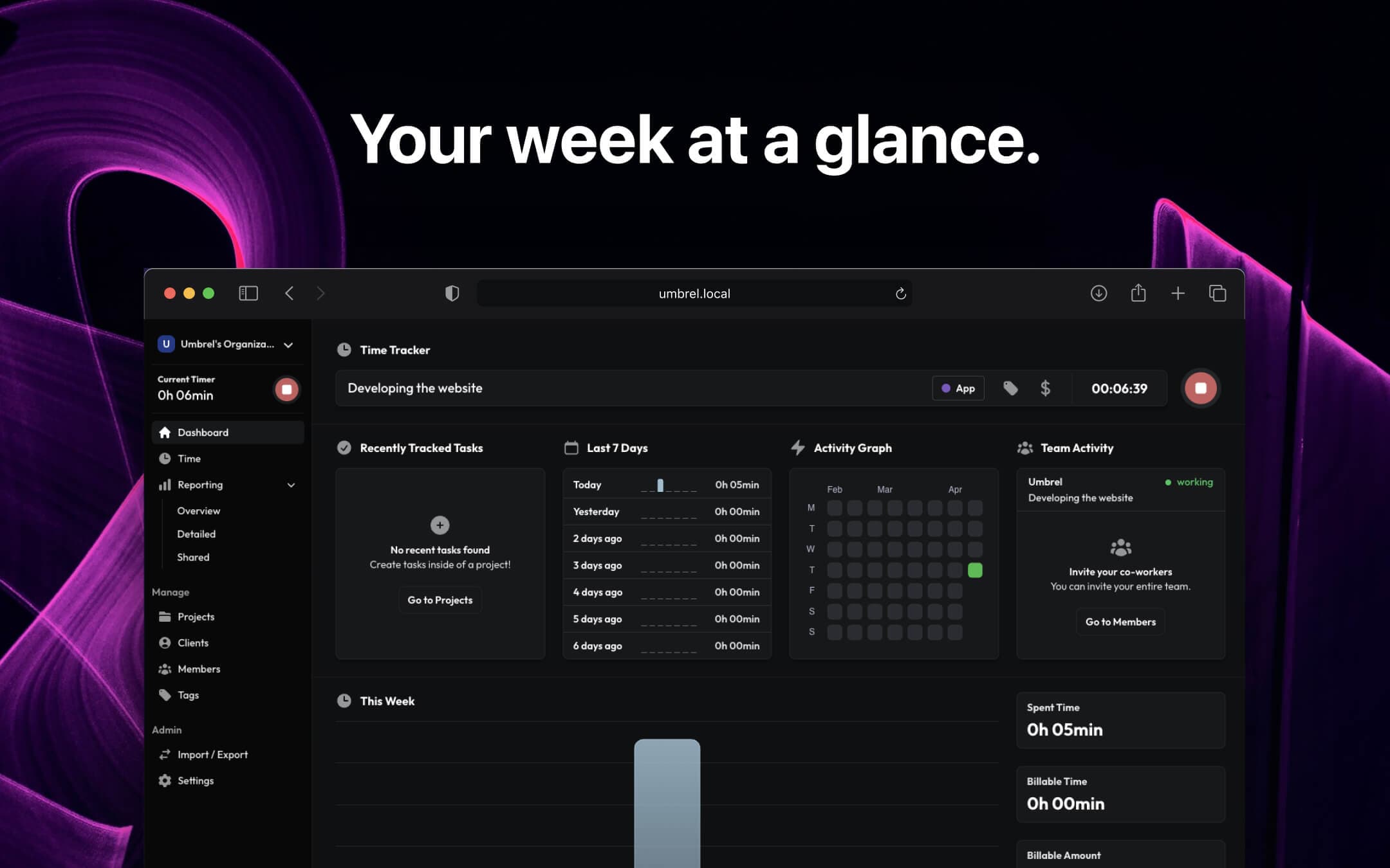 Screenshot 1 of Solidtime app on Umbrel App Store