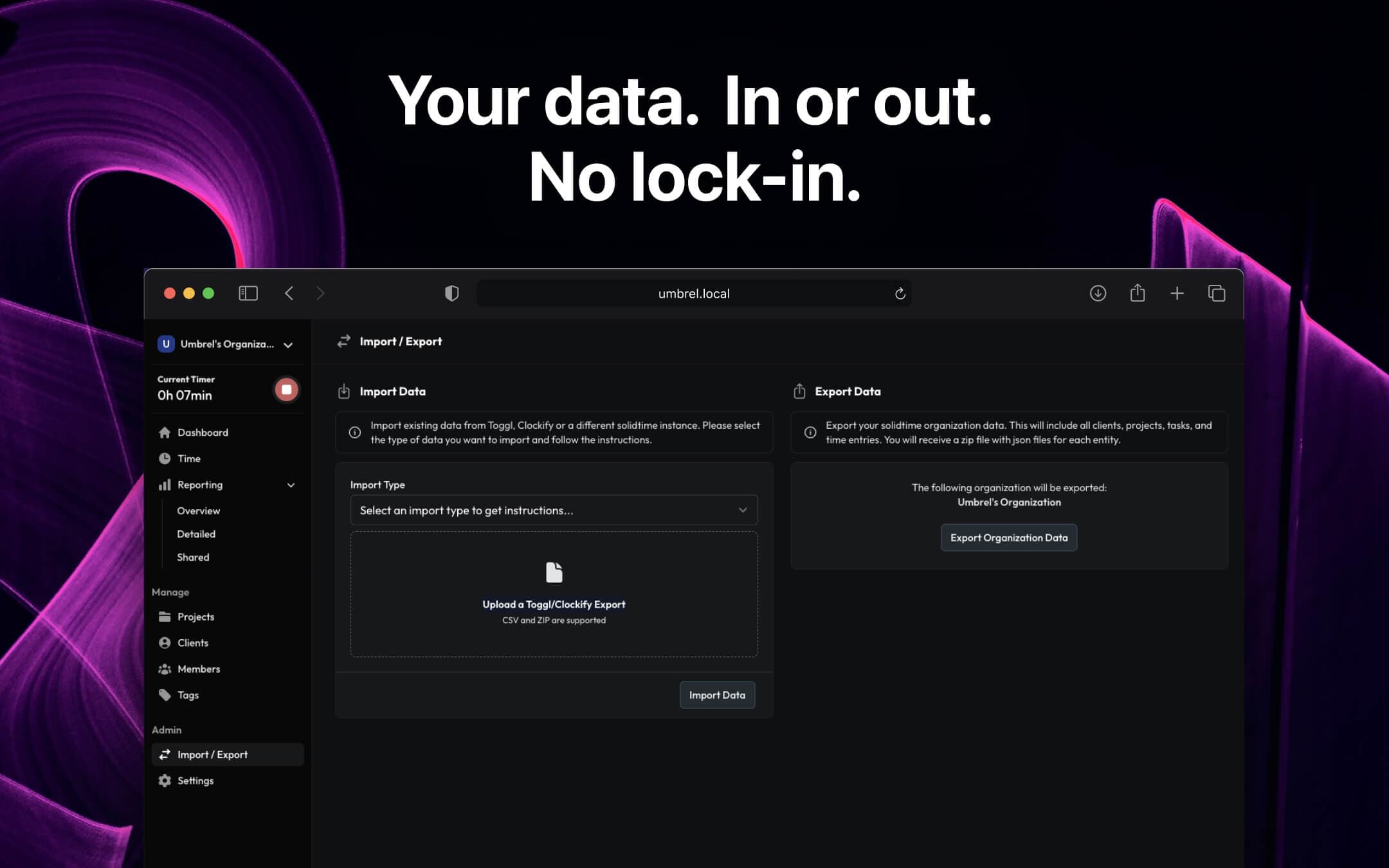 Screenshot 4 of Solidtime app on Umbrel App Store