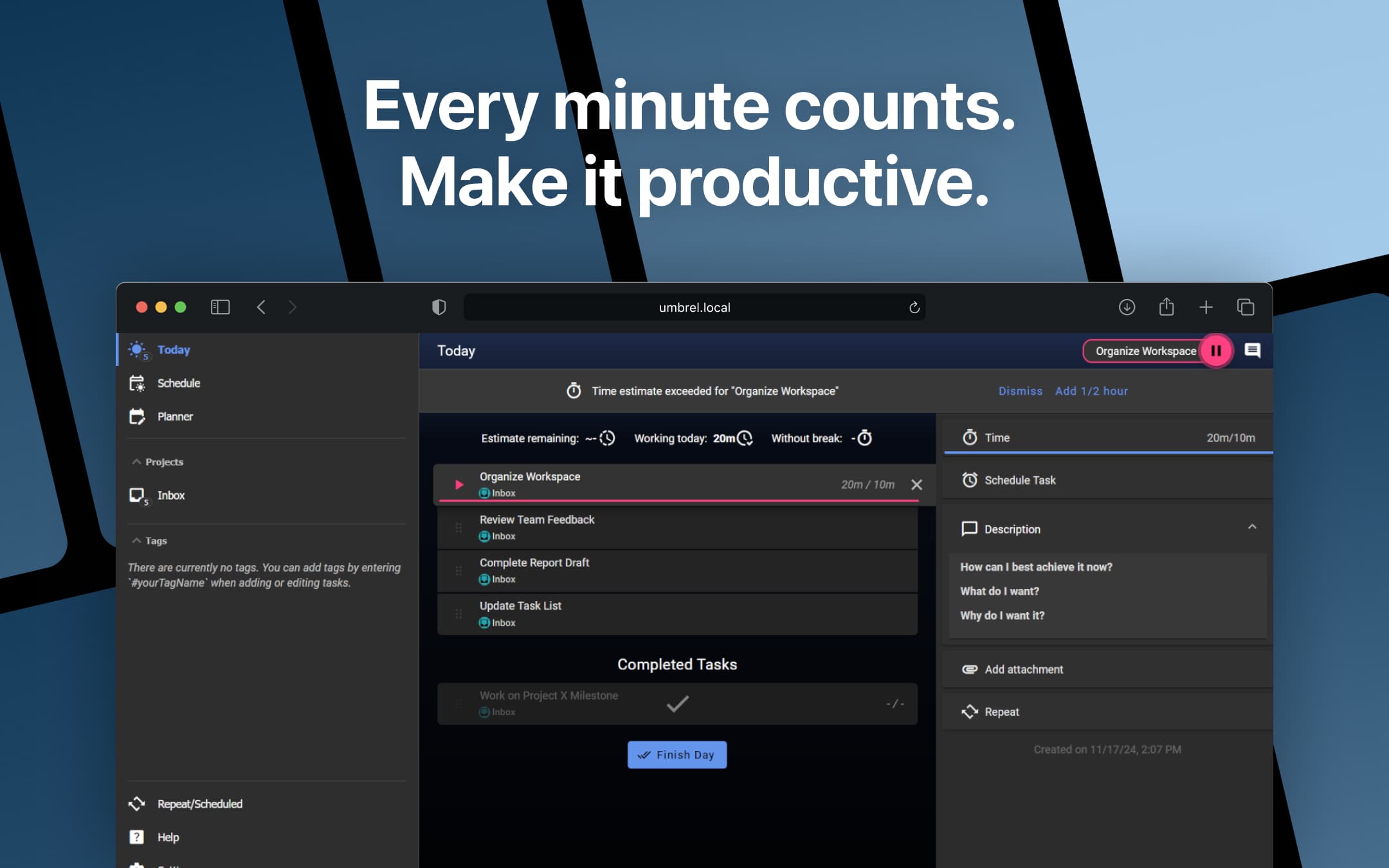 Screenshot 2 of Super Productivity app on Umbrel App Store