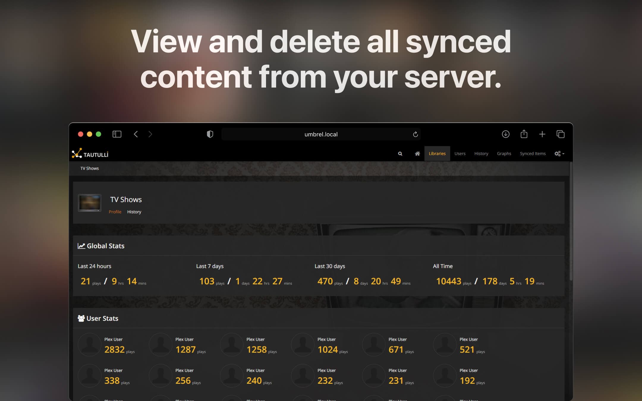 Screenshot 3 of tautulli app on Umbrel App Store