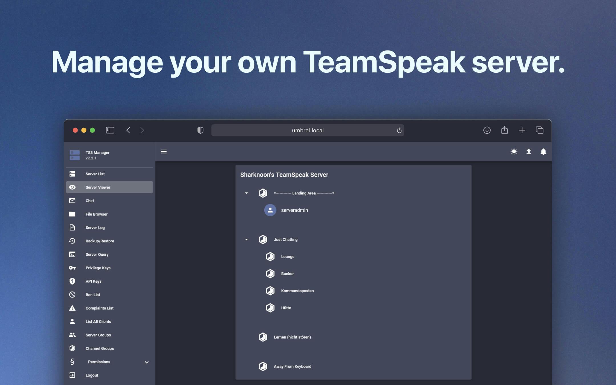 Screenshot 1 of TeamSpeak app on Umbrel App Store