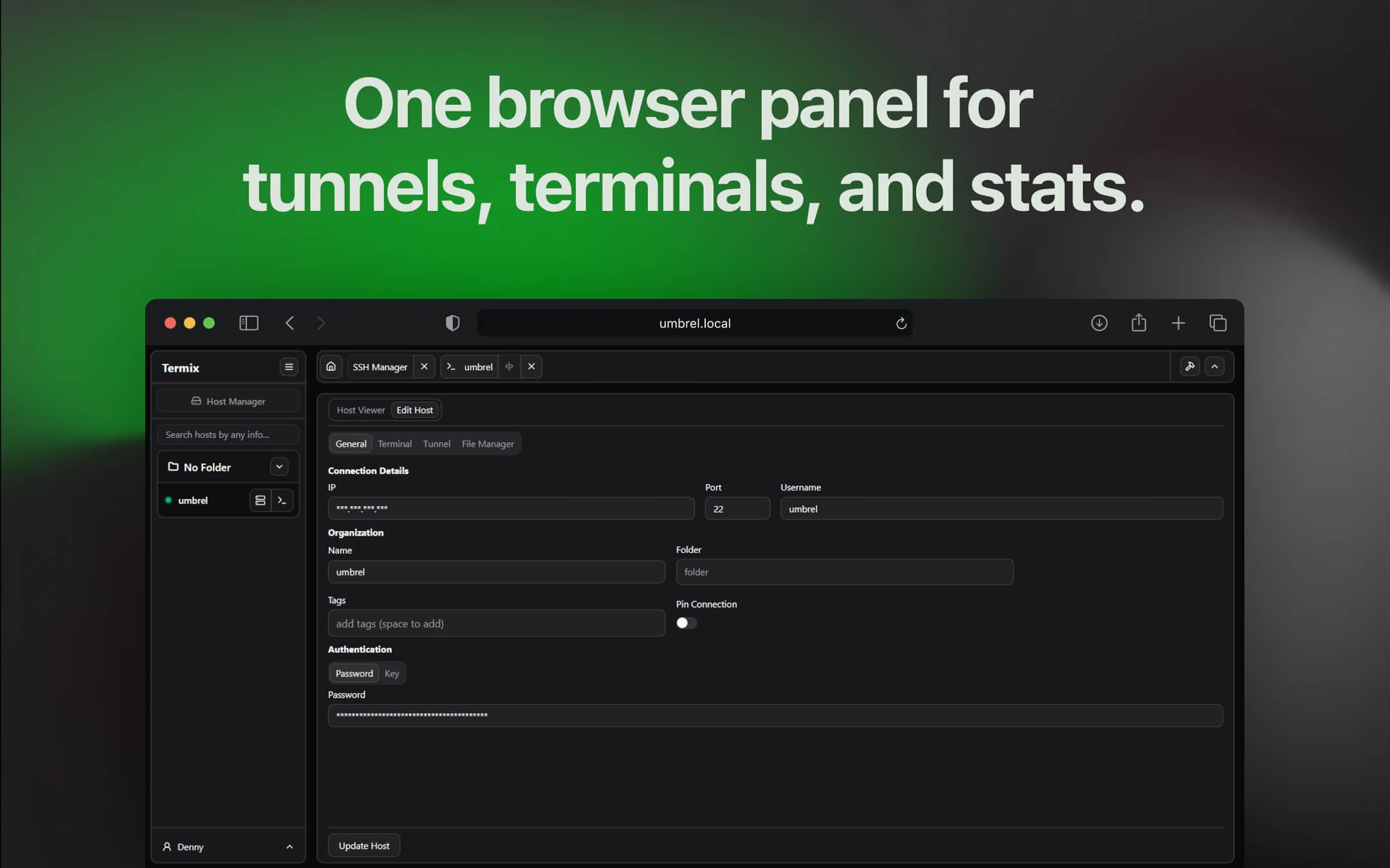Screenshot 2 of Termix app on Umbrel App Store