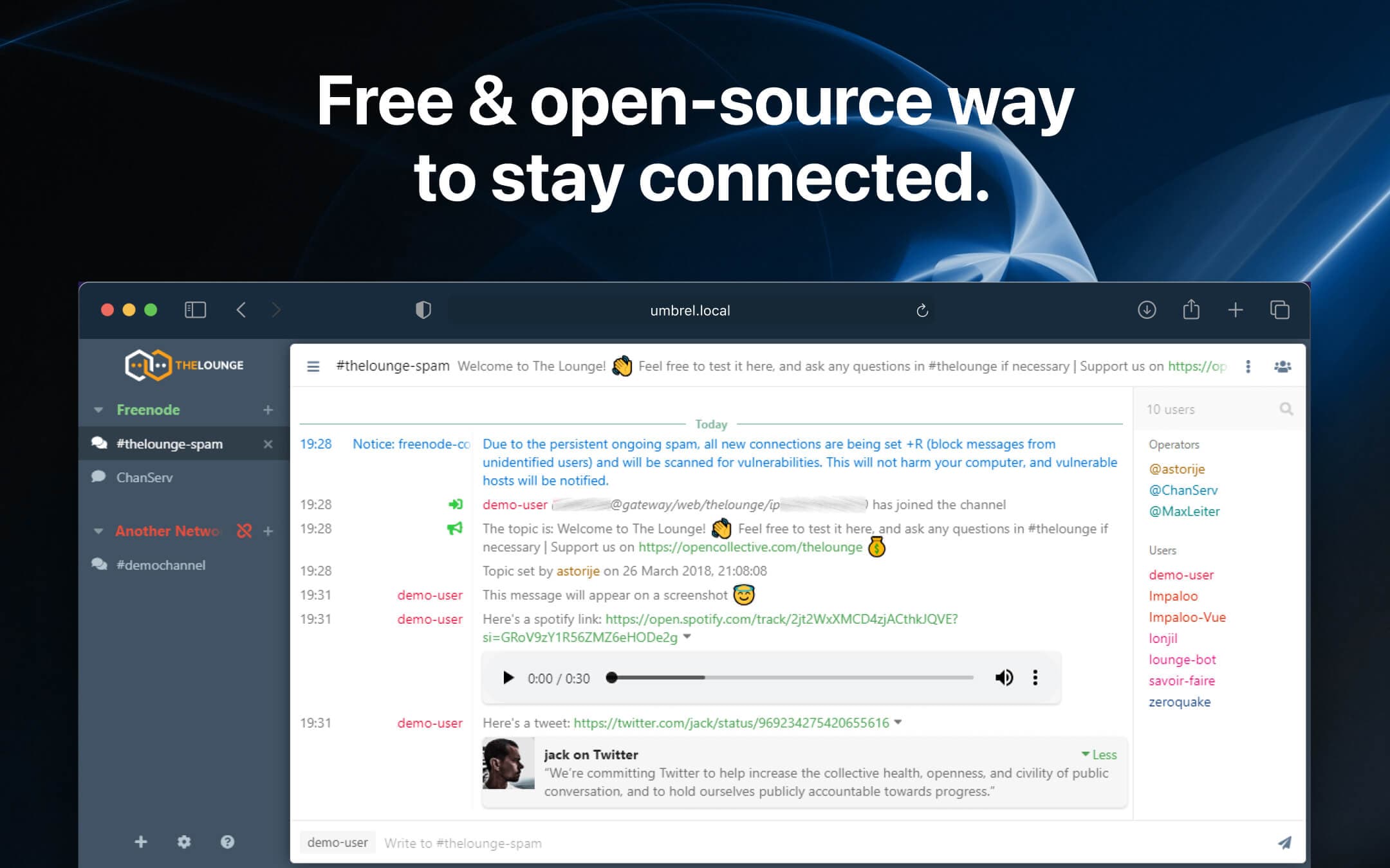 Screenshot 3 of The Lounge app on Umbrel App Store