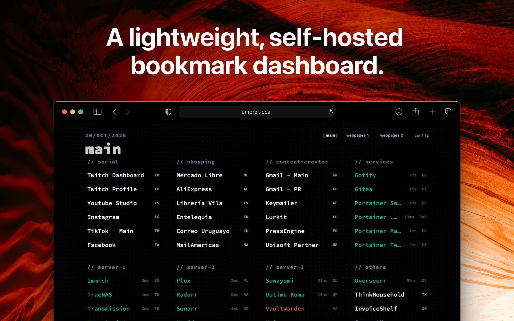 Screenshot 1 of ThinkDashboard app on Umbrel App Store