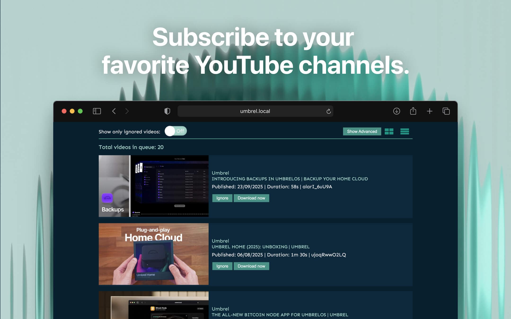 Screenshot 2 of Tube Archivist app on Umbrel App Store