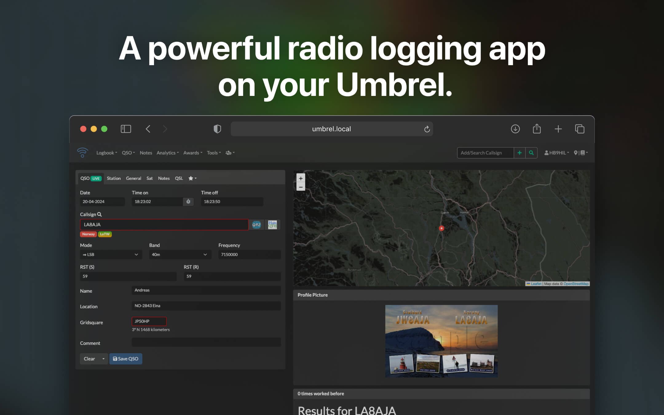 Screenshot 1 of Wavelog app on Umbrel App Store
