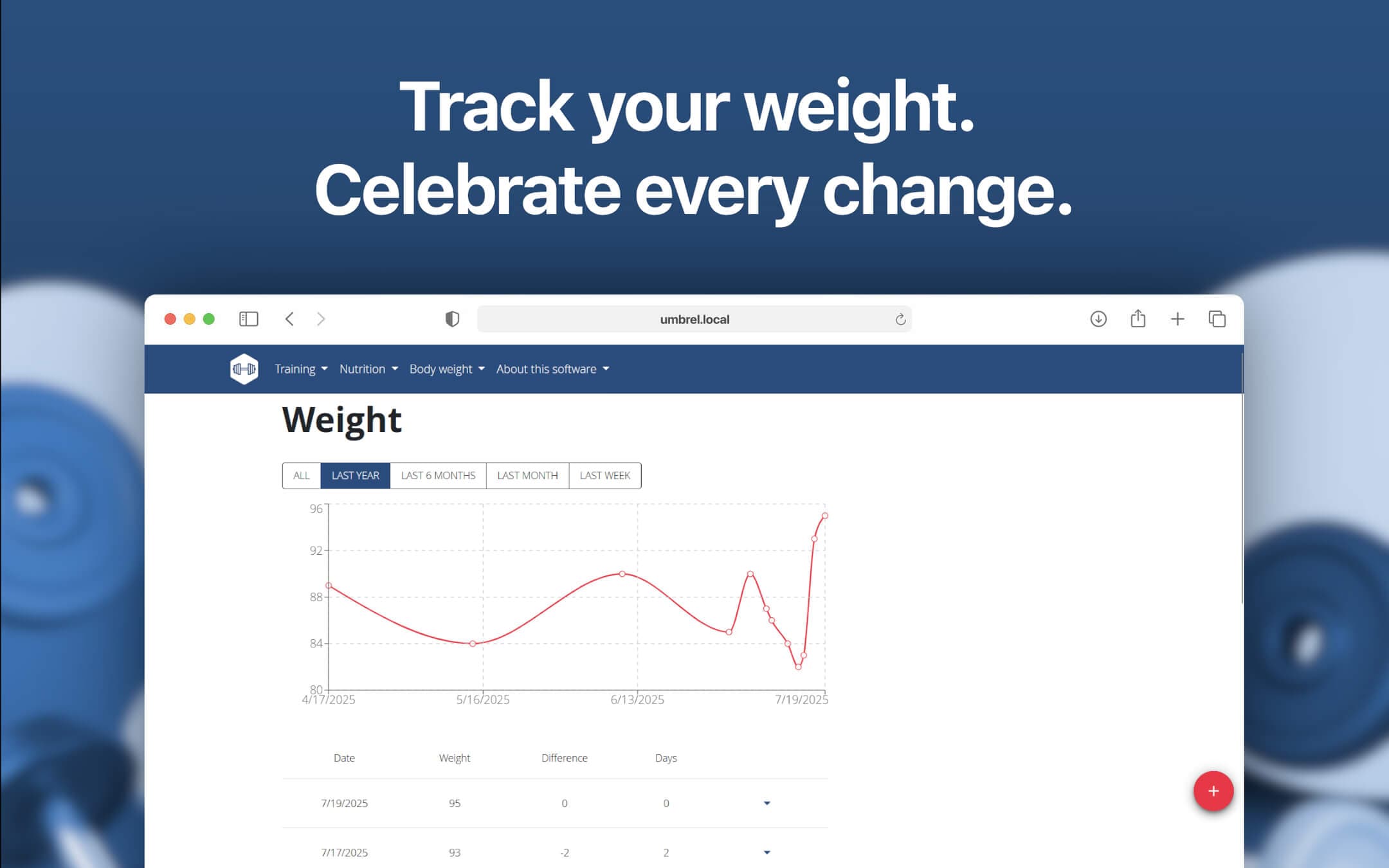 Screenshot 4 of wger app on Umbrel App Store