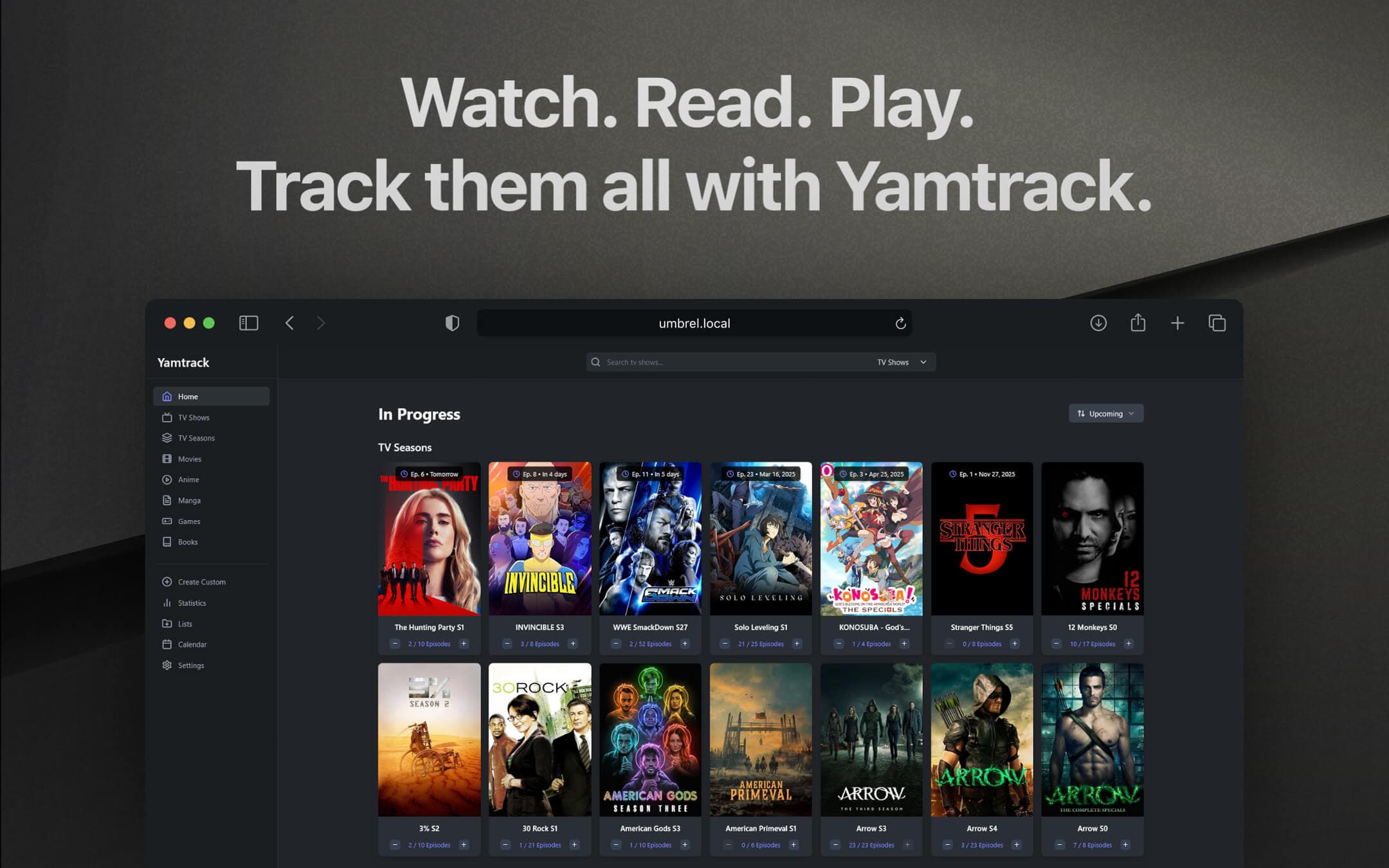 Screenshot 1 of Yamtrack app on Umbrel App Store