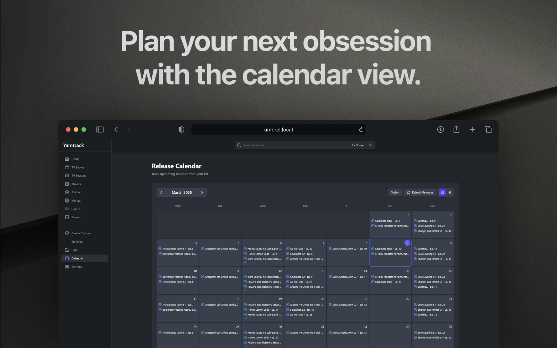 Screenshot 5 of Yamtrack app on Umbrel App Store