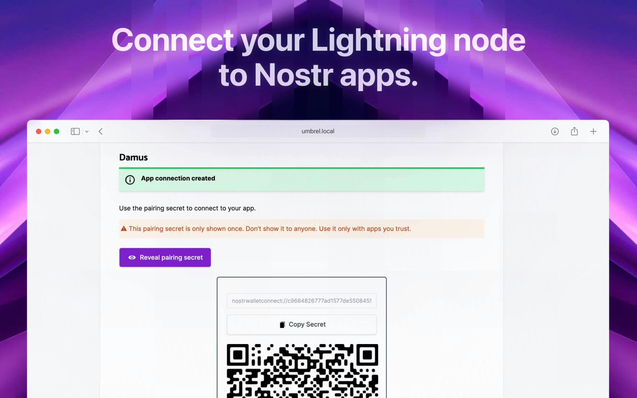 Screenshot 1 of Nostr Wallet Connect app on Umbrel App Store