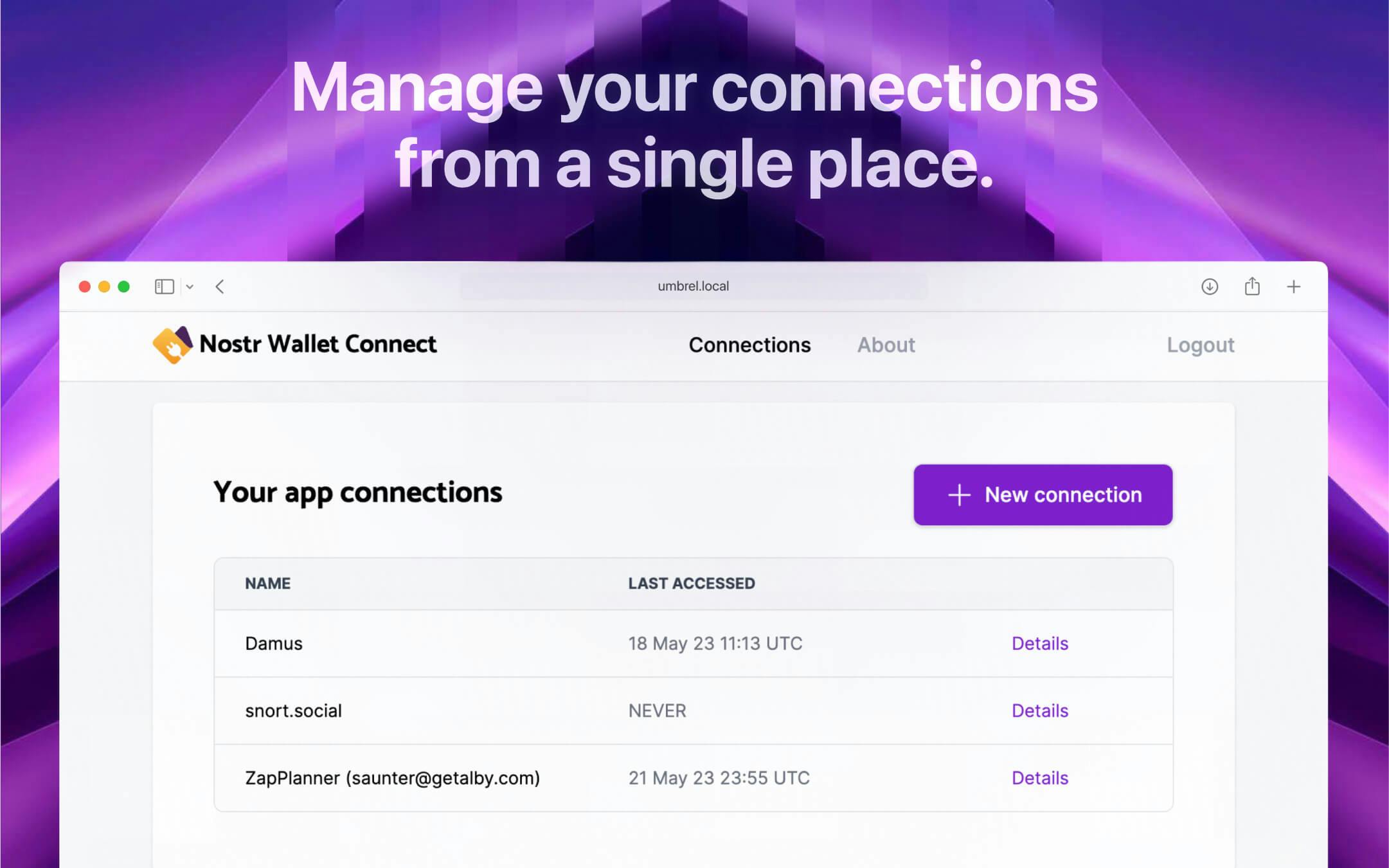 Screenshot 2 of Nostr Wallet Connect app on Umbrel App Store