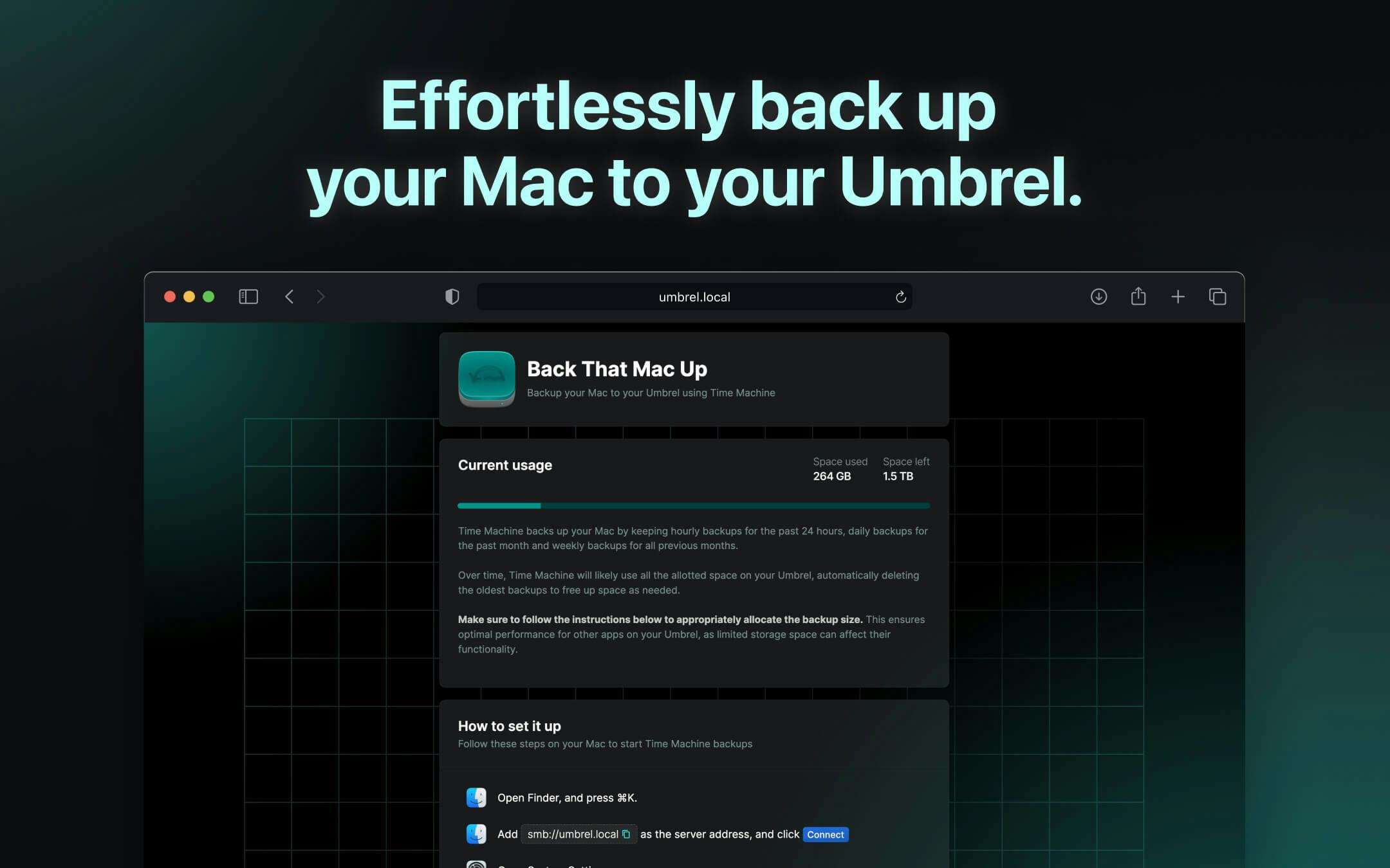 Screenshot 1 of Back That Mac Up app on Umbrel App Store