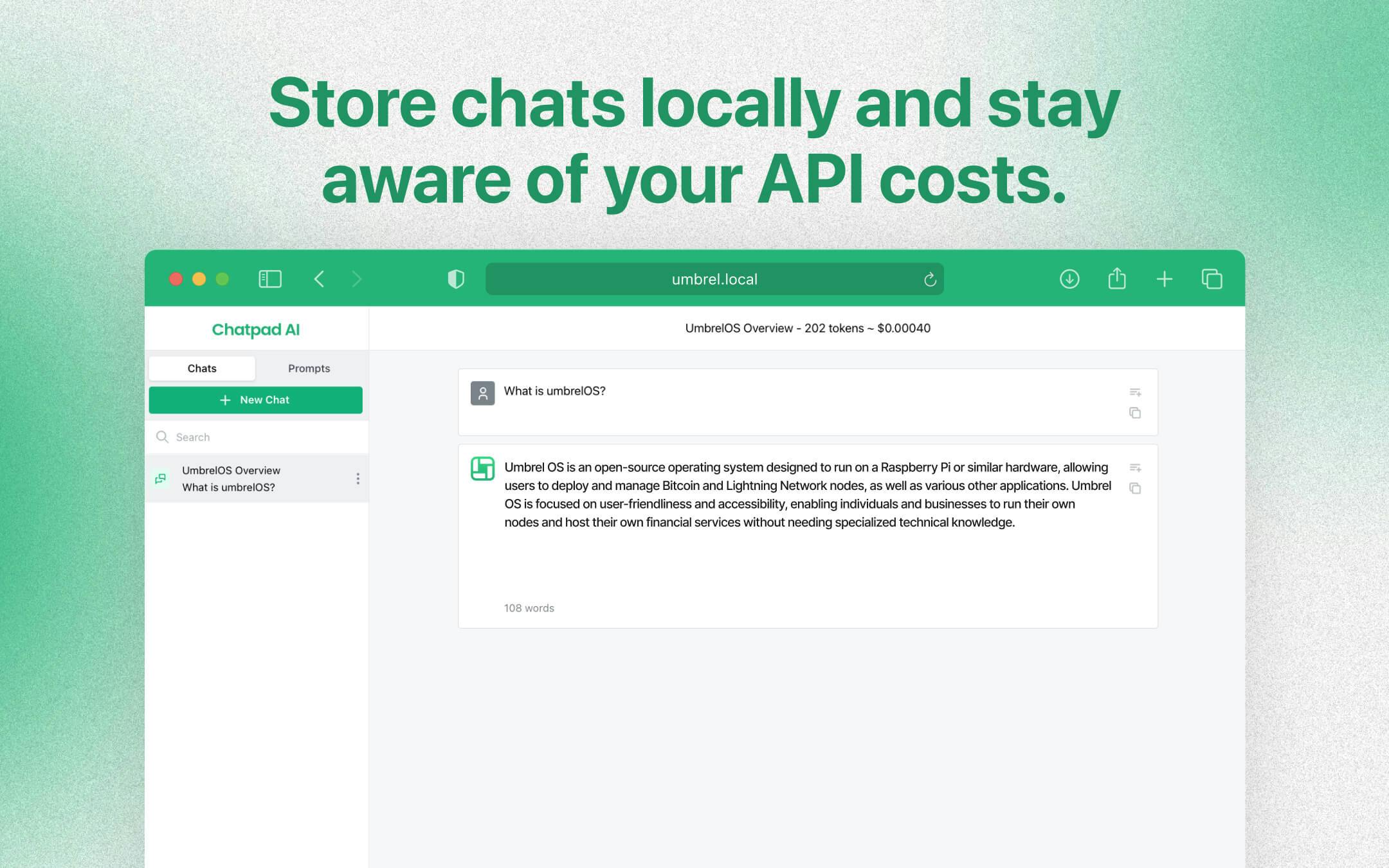 Screenshot 3 of Chatpad AI app on Umbrel App Store