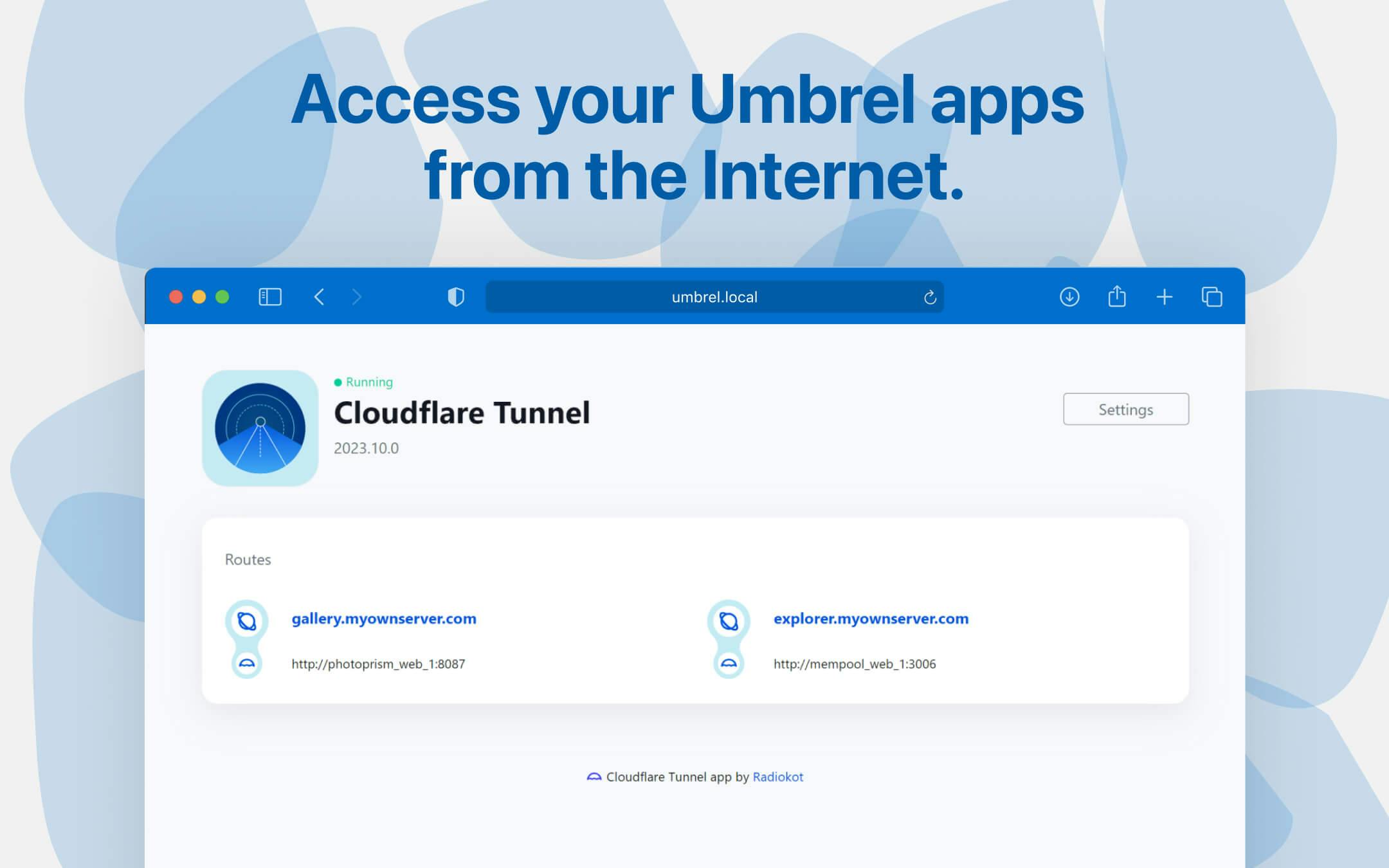 Screenshot 1 of Cloudflare Tunnel app on Umbrel App Store
