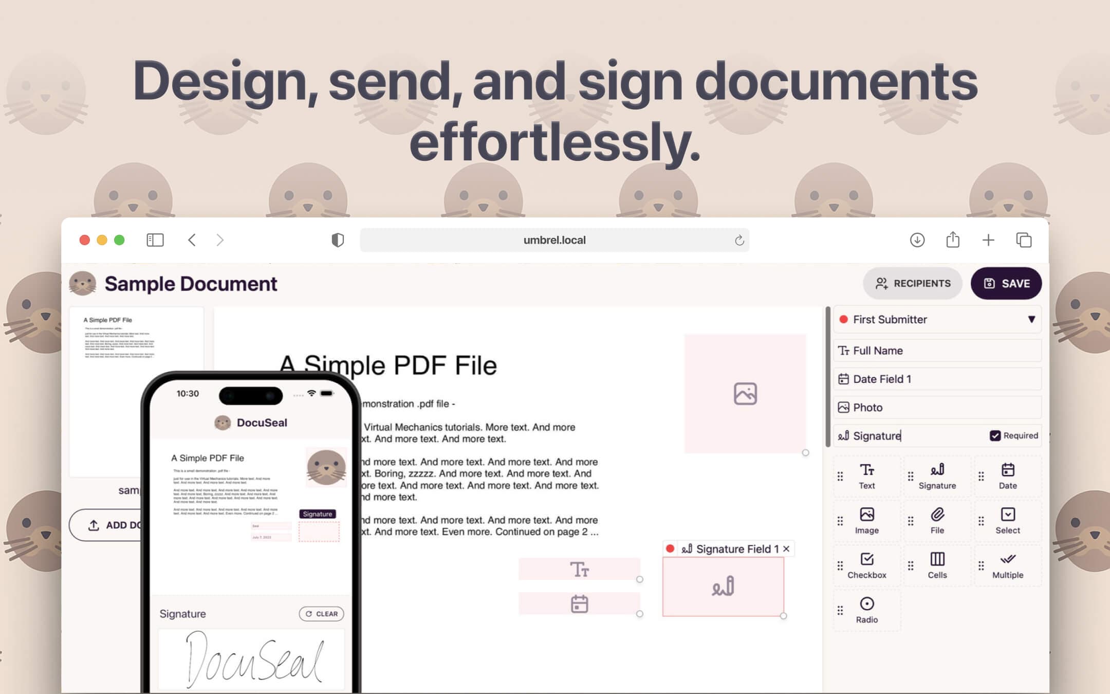 Screenshot 1 of DocuSeal app on Umbrel App Store