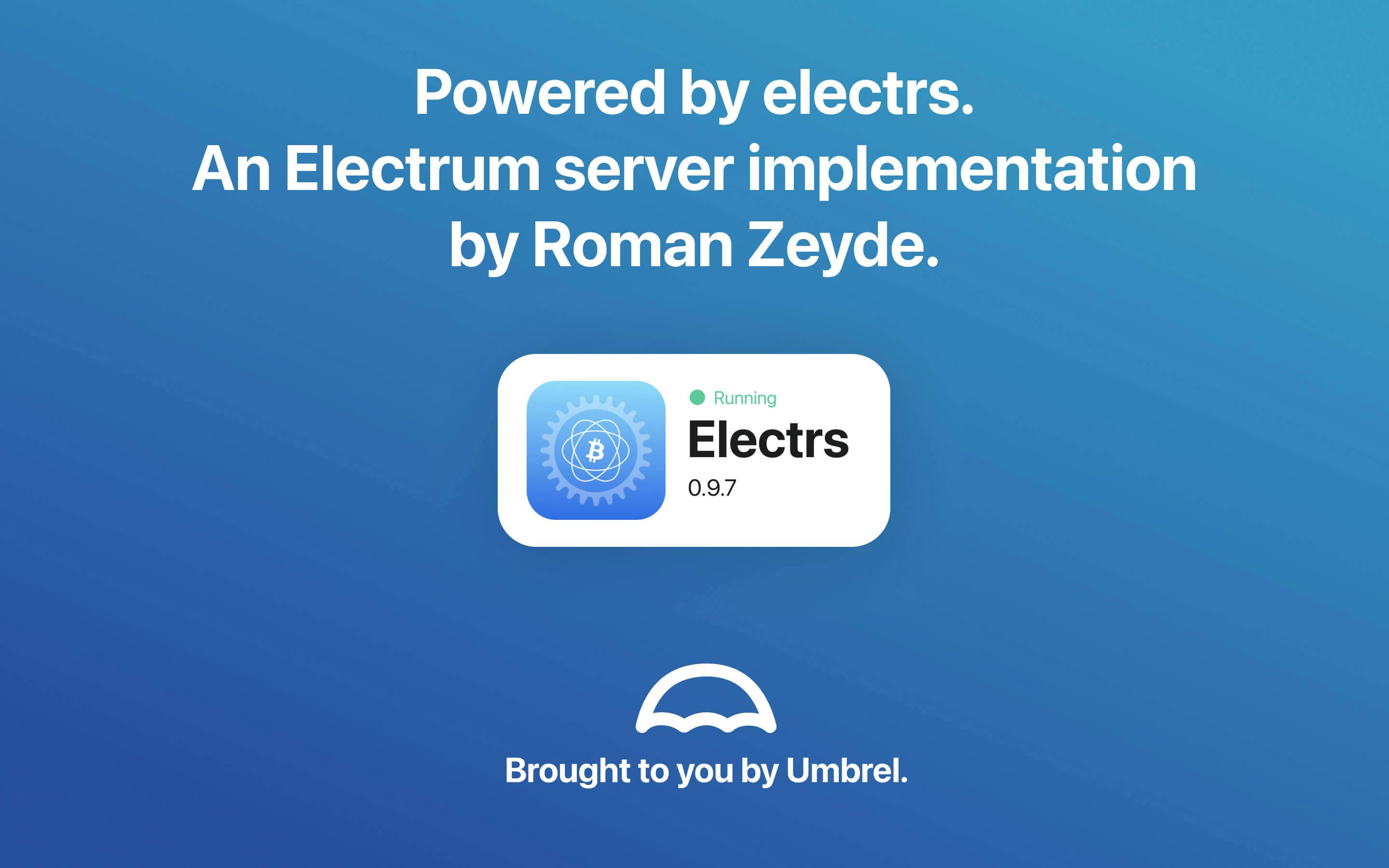 Screenshot 4 of Electrs app on Umbrel App Store