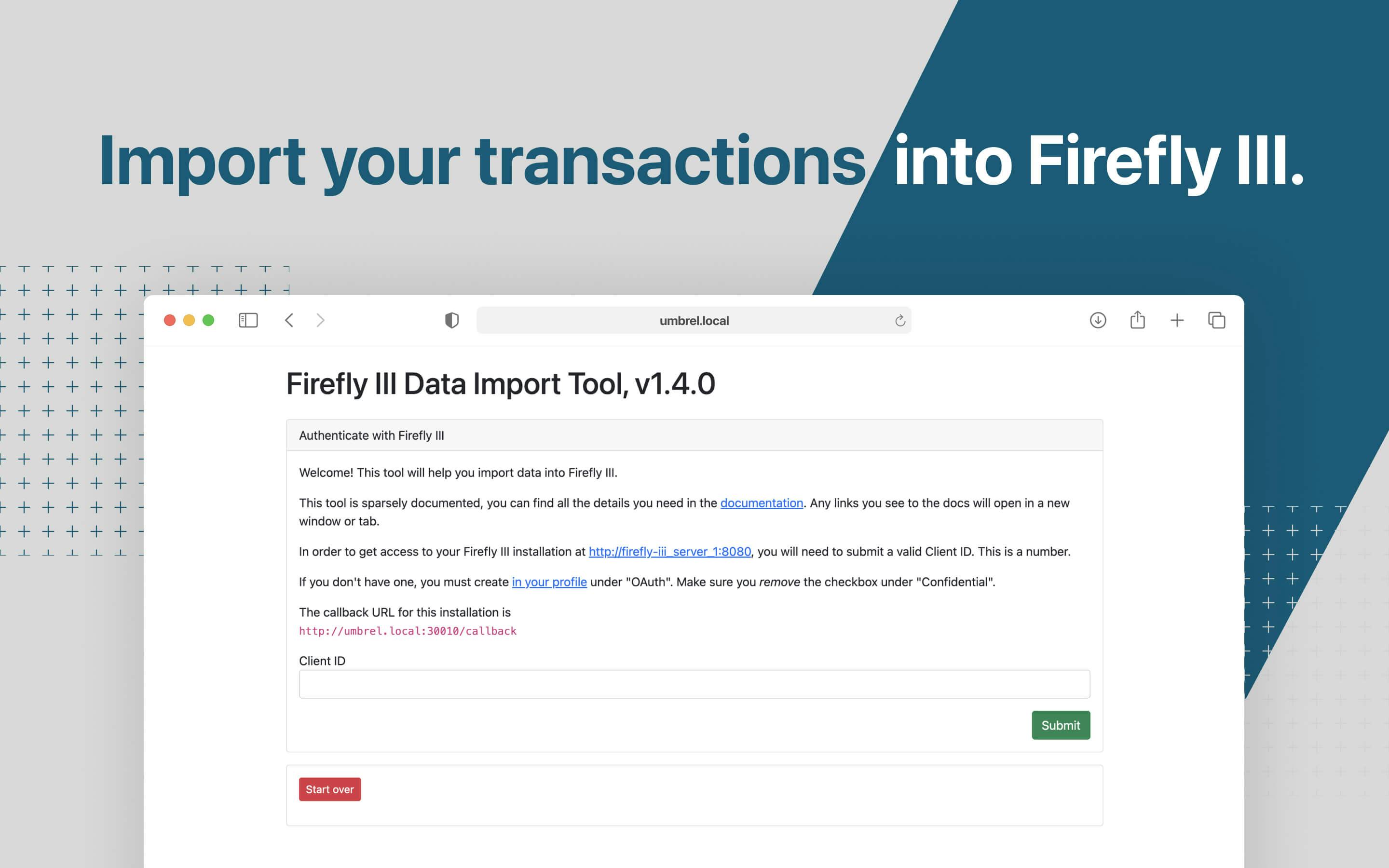 Screenshot 1 of Firefly III Importer app on Umbrel App Store