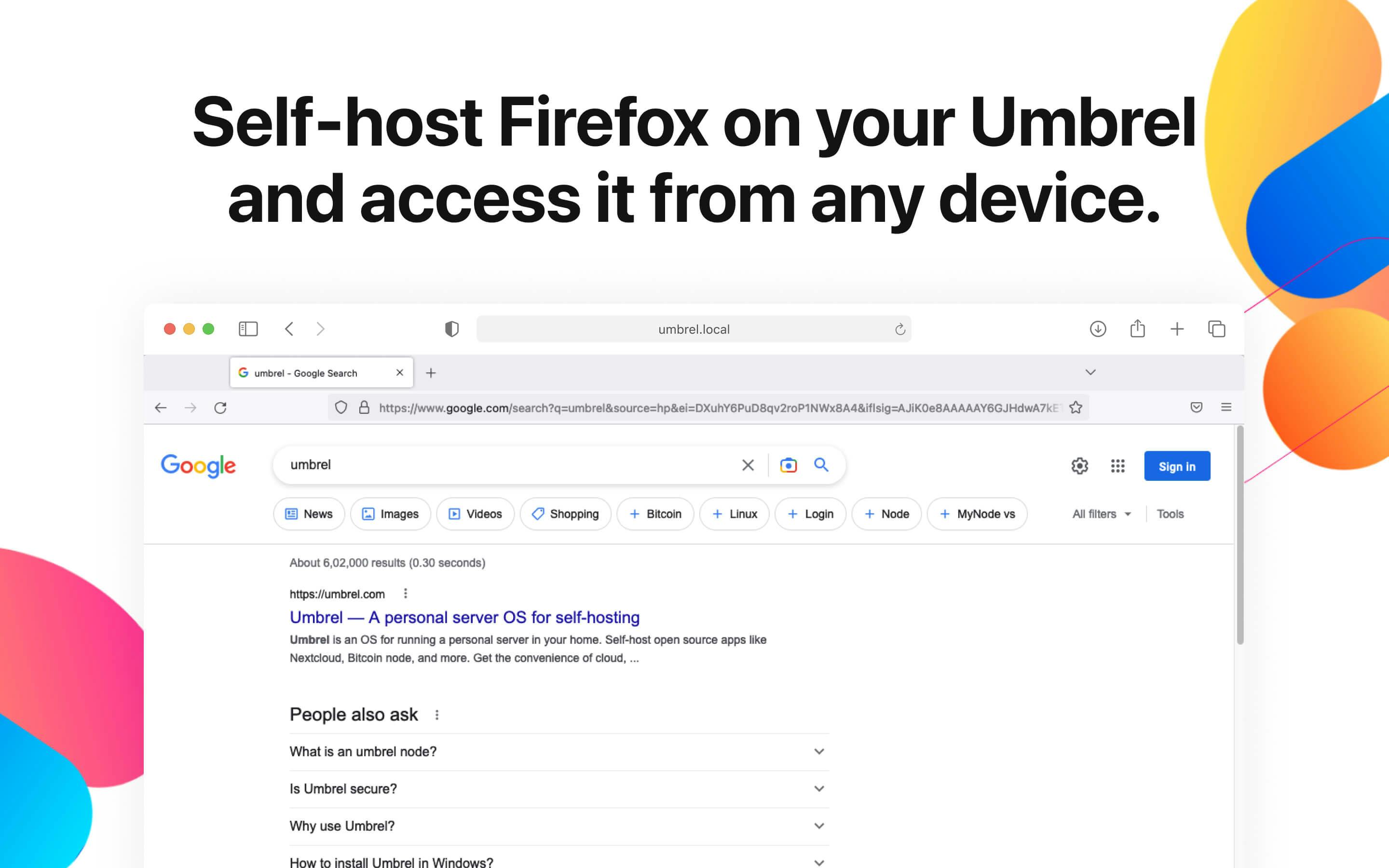 Screenshot 1 of Firefox app on Umbrel App Store