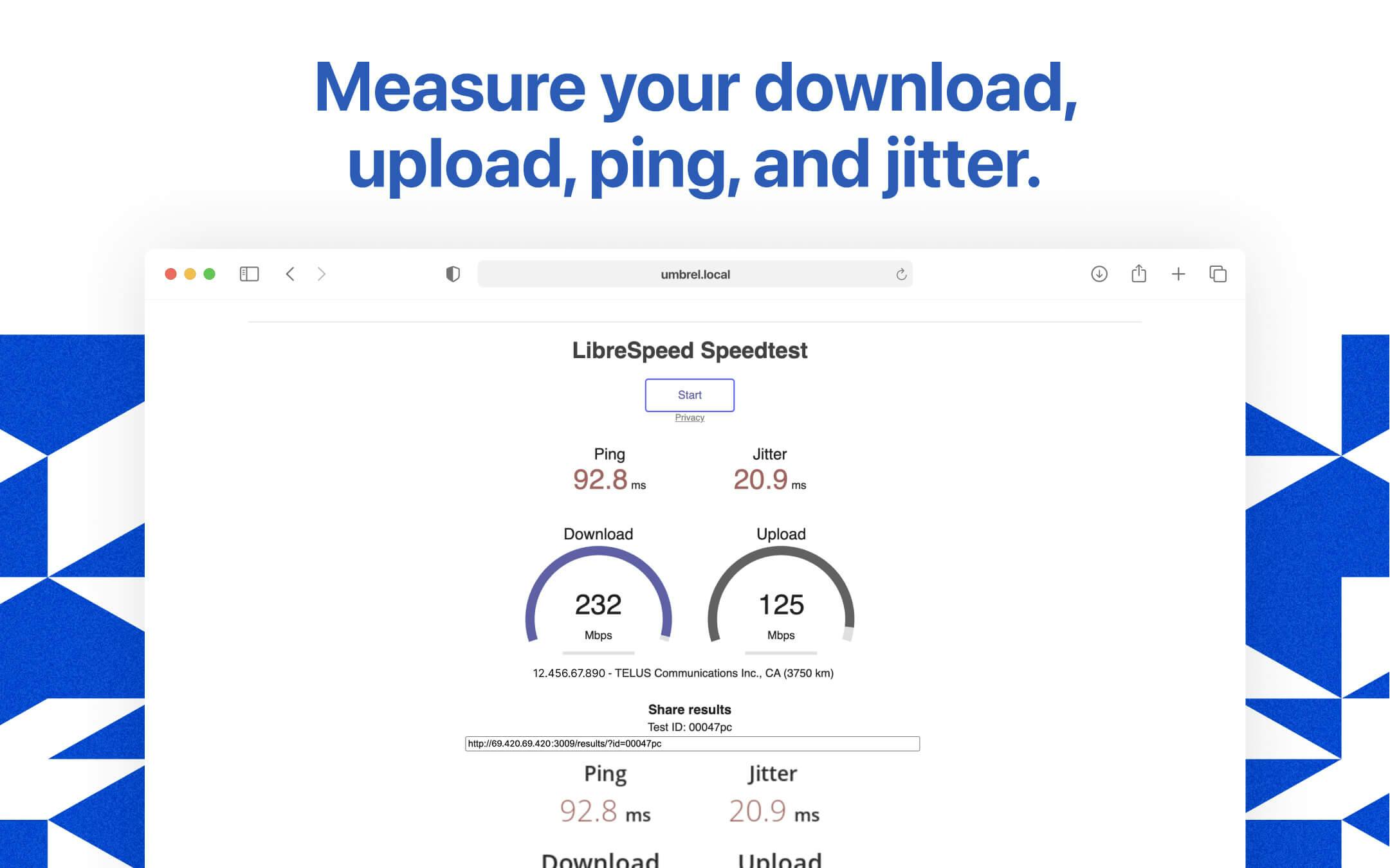 Screenshot 3 of LibreSpeed app on Umbrel App Store