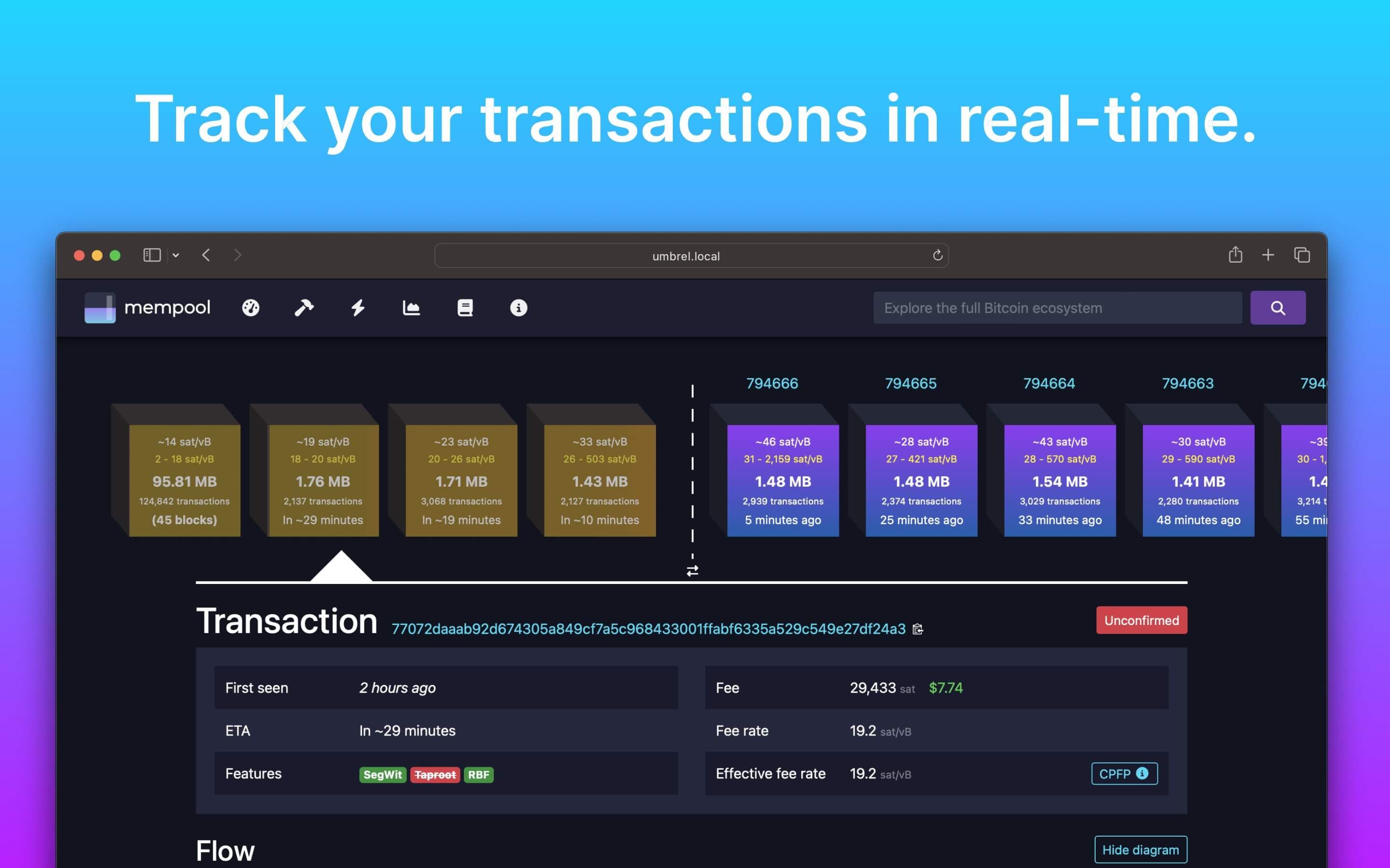 Screenshot 2 of mempool app on Umbrel App Store