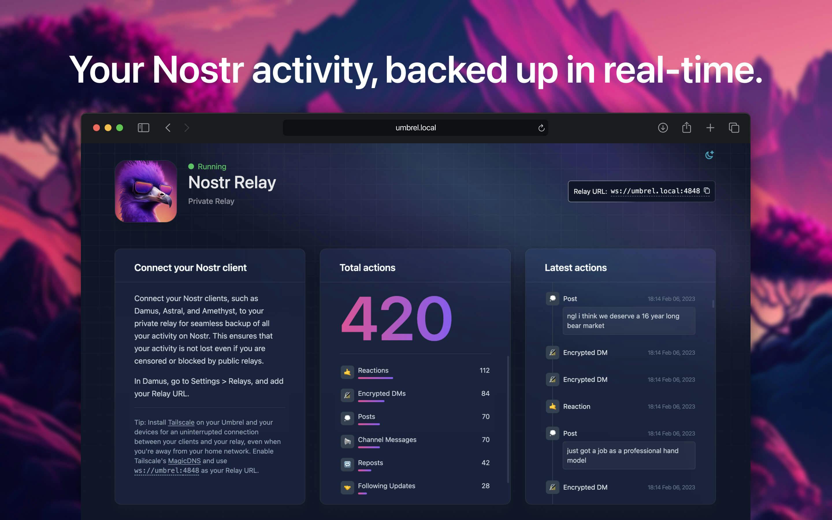 Screenshot 1 of Nostr Relay app on Umbrel App Store