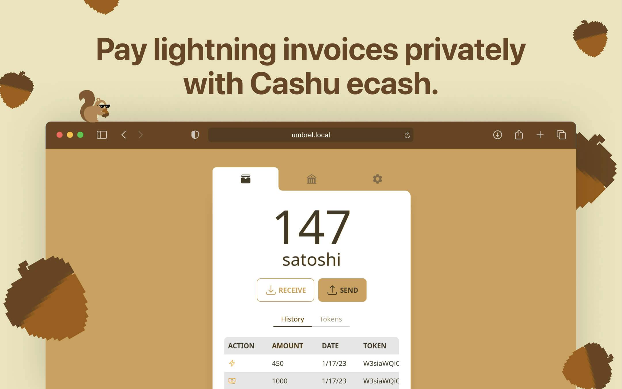 Screenshot 1 of Nutstash Wallet app on Umbrel App Store