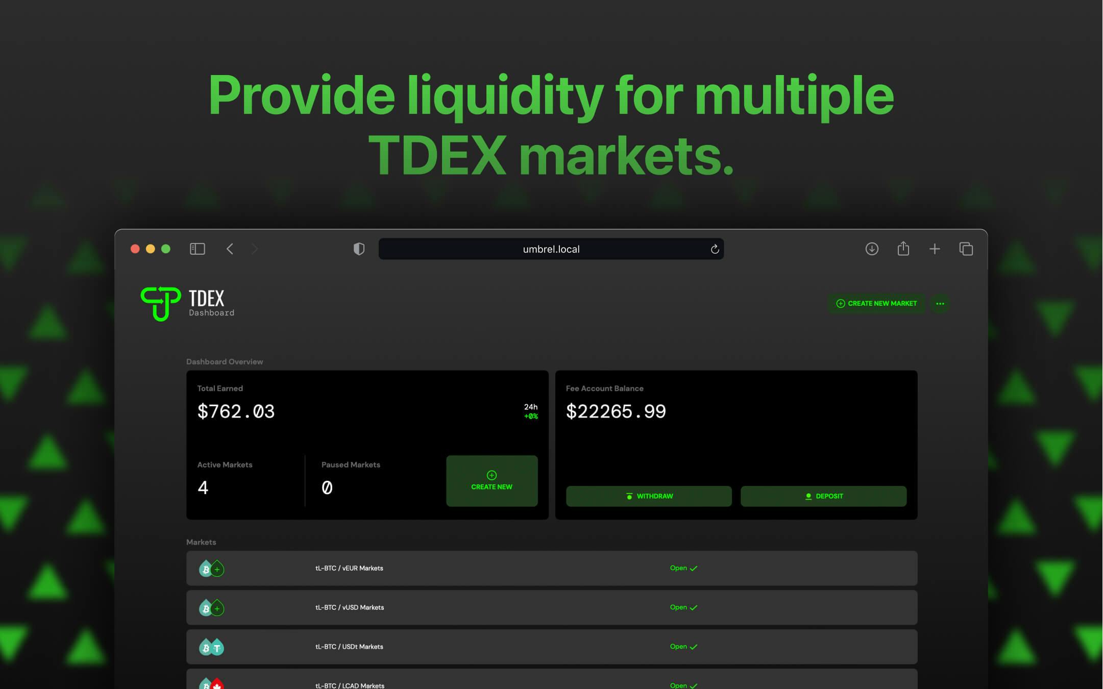 Screenshot 1 of TDEX Provider app on Umbrel App Store