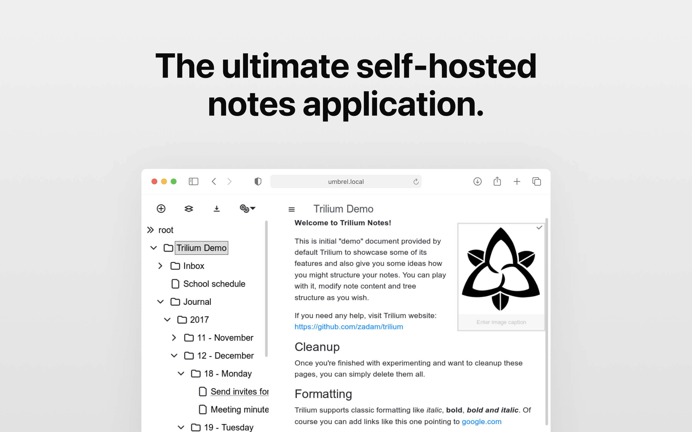 Screenshot 1 of Trilium Notes app on Umbrel App Store