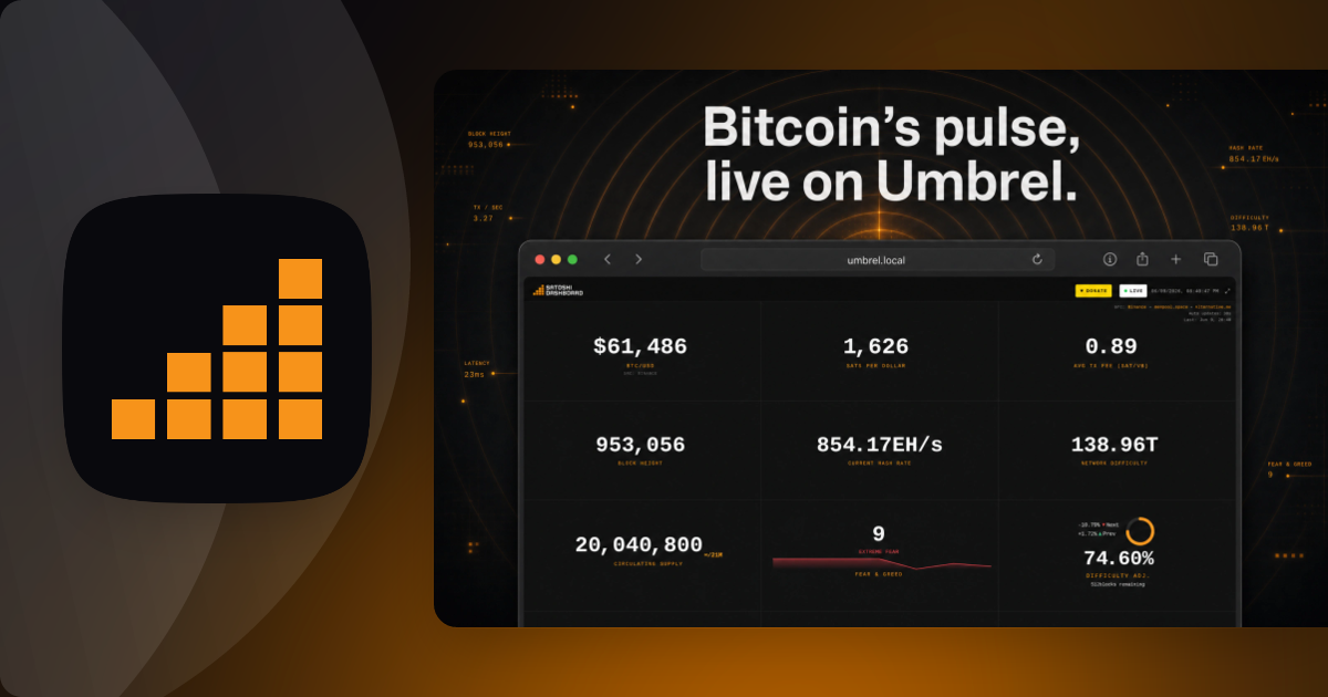 Satoshi Dashboard | Umbrel App Store